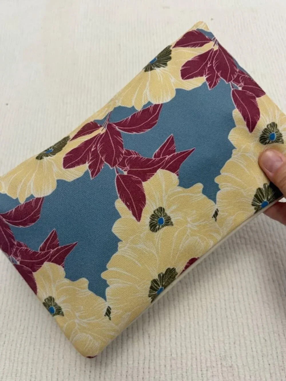 Rachel Pally Floral Print Fold Over Canvas Vegan Leather Tassel Clutch Purse